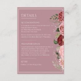 Informações Cartão de Enclausura de Casamento Floral Rosa Poei