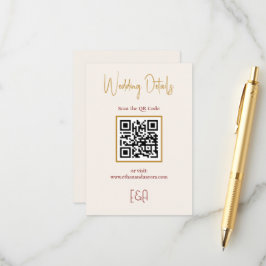 Informações Cartão de Enclausura de Código QR de Casamento Bur