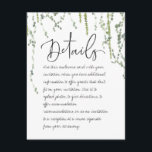 Informações Cartão de Enclausuramento com Detalhes de Folhagen<br><div class="desc">Um convite de cerimônia de casamento nosso,  lindo e minimalista,  apresentando videiras pendentes pintadas à aguarela de hera e avenca,  delicadamente penduradas no topo,  com uma fonte de caligrafia manuscrita animada que parece ter sido escrita por você mesmo para os títulos e corpo; o que poderia ser mais romântico.</div>