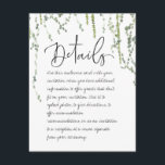 Informações Cartão de Enclausuramento com Detalhes de Folhagen<br><div class="desc">Um convite de cerimônia de casamento nosso,  lindo e minimalista,  apresentando videiras pendentes pintadas à aguarela de hera e avenca,  delicadamente penduradas no topo,  com uma fonte de caligrafia manuscrita animada que parece ter sido escrita por você mesmo para os títulos e corpo; o que poderia ser mais romântico.</div>