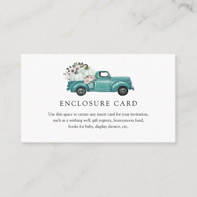 Informações Cartão de Enclausuramento de Caminhão de Abóbora d (Frente)