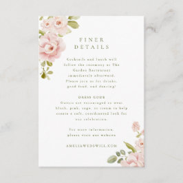 Informações Cartão de Enclausuramento de Casamento Floral Rosa
