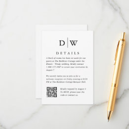 Informações Cartão de Enclausuramento de Código QR de Monogram