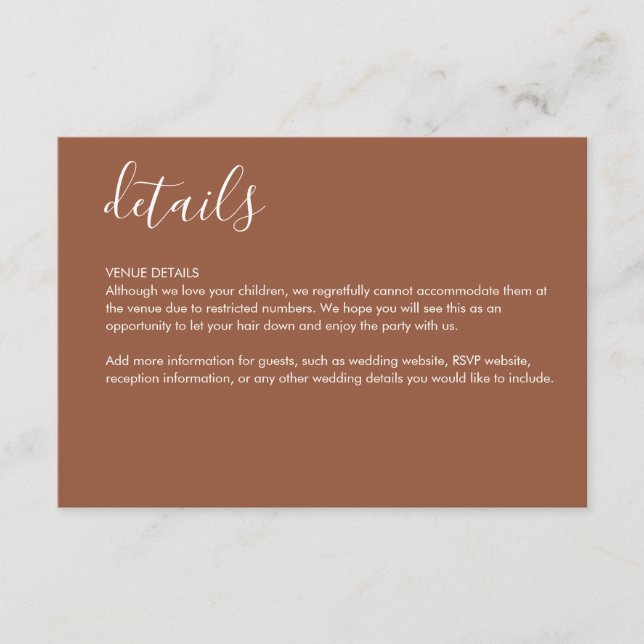 Informações Cartão de Enclausuramento de Detalhes em Terracota (Frente)