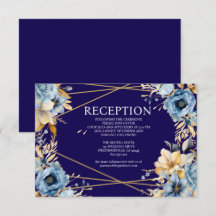 Cartão de Enclausuramento de Recepção Floral Azul 