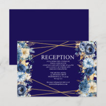 Cartão de Enclausuramento de Recepção Floral Azul 
