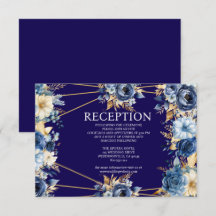 Cartão de Enclausuramento de Recepção Floral Azul 