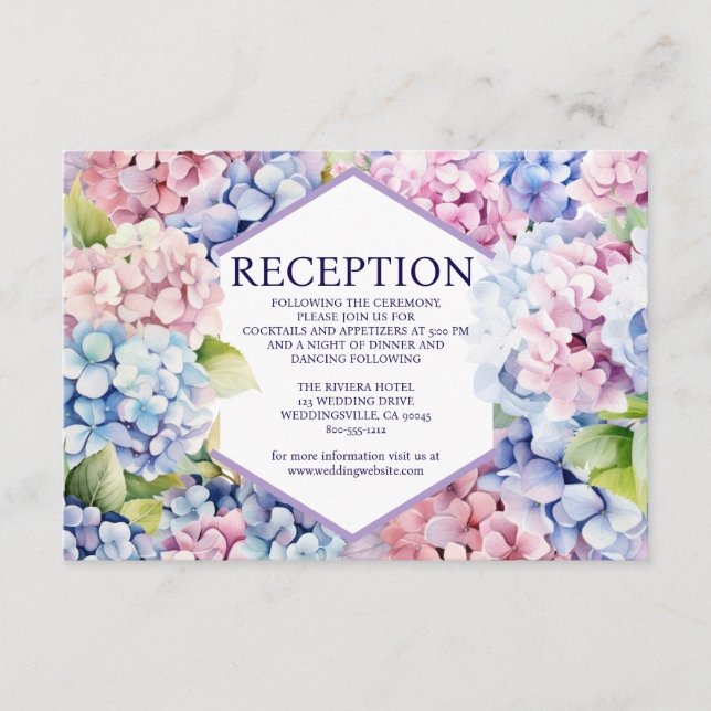 Informações Cartão de Enclausuramento de Recepção Hydrangea (Frente)