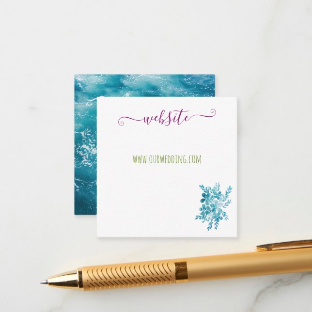 Informações Cartão de Enclausuramento Floral Azul Oceano para  (Frente/Verso In Situ)