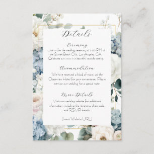 Informações Cartão de Enclausuramento Floral de Casamento Hydr