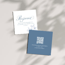 Informações Cartão de Enclosure de Casamento QR Floral Azul Em