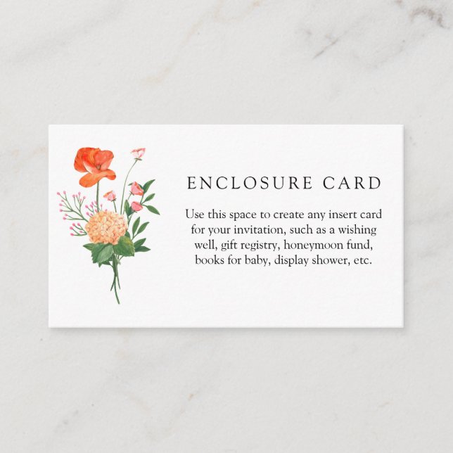 Informações Cartão de Enclosure de Jardim de Flores Silvestres (Frente)