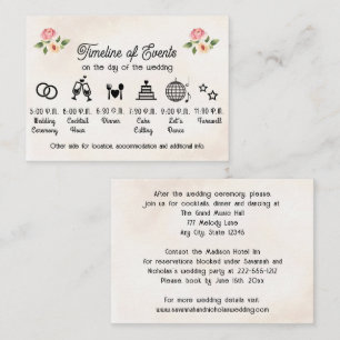 Informações Cartão de Enclosure de Linha Horária de Casamento
