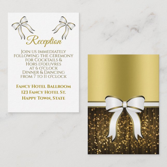 Informações Cartão de Enclosure de Recepção de Casamento com F (Frente/Verso)