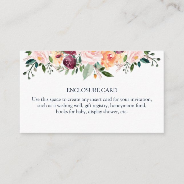 Informações Cartão de Enclosure para Hora do Chá (Frente)