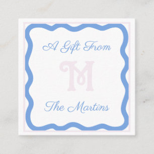 Informações Cartão de Envio Azul/Rosa com Laço Delicado 6,4 cm