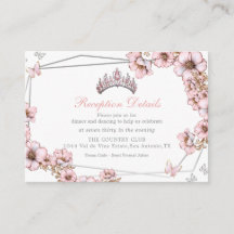 Cartão de Envio Borboleta Tiara Prata Rosa
