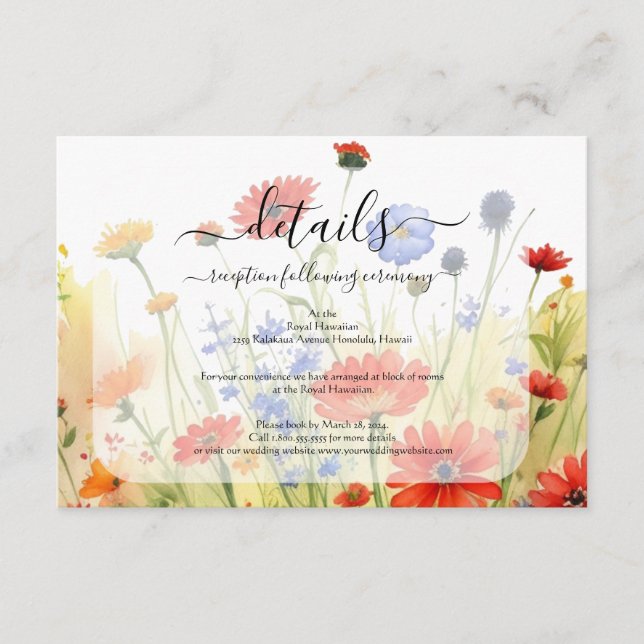 Informações Cartão de Envio com Jardim de Flores Silvestres da (Frente)