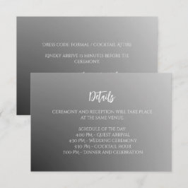 Informações Cartão de Envio de Casamento Preto e Branco Elegan