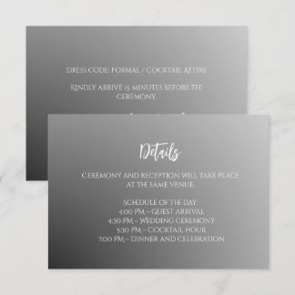 Informações Cartão de Envio de Casamento Preto e Branco Elegan