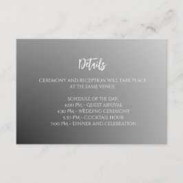 Informações Cartão de Envio de Casamento Preto e Branco Elegan