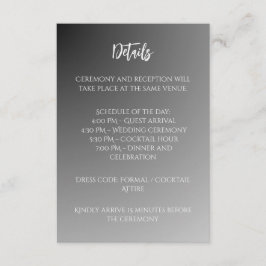 Informações Cartão de Envio de Casamento Preto e Branco Elegan
