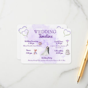 Informações Cartão de Envio de Cronologia de Casamento Lavanda