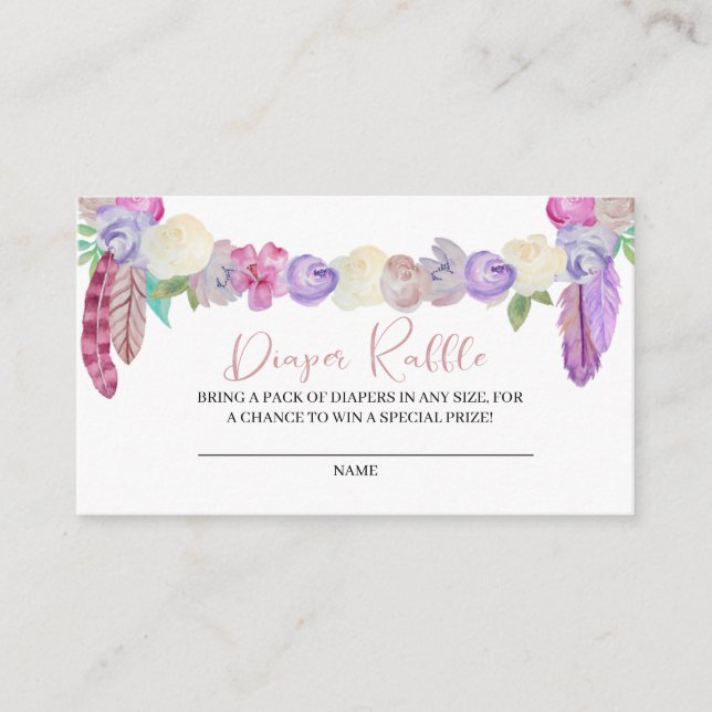 Informações Cartão de Envio de Sorteio de Fraldas Boho Dreamca (Frente)