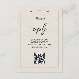 Informações Cartão de Envio de Texto Moderno e QR Creme Elegan