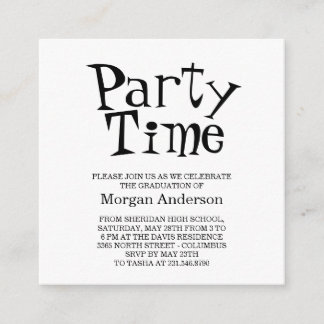 Informações Cartão de festa de formatura divertido preto e bra