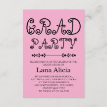 Cartão de Festa de Graduação Simples Preto e Branc