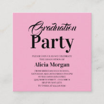 Cartão de Festa de Graduação Simples Preto e Branc