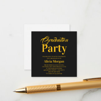 Informações Cartão de Festa de Graduação Simples Preto e Branc