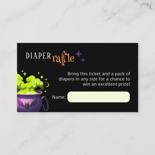 Informações Cartão de Fralda de bruxa verde Raffle (Frente)