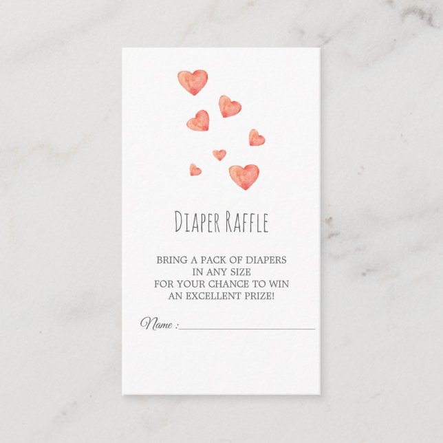 Informações Cartão de Fralda Raffle de Coração d'Água (Frente)