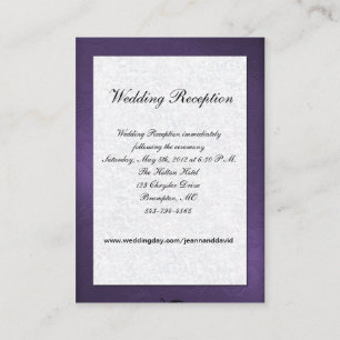 Informações Cartão de gabinete de casamento roxo e branco