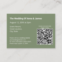 Cartão de Gabinete de Código QR de Casamento Verde