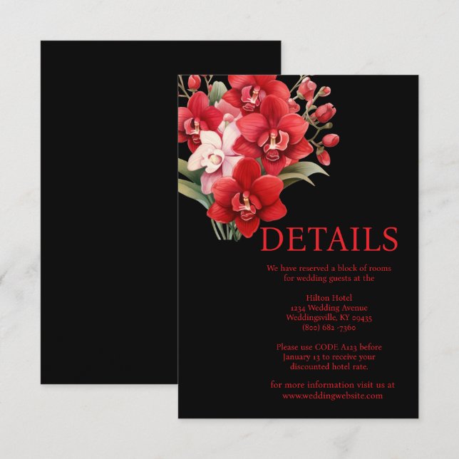 Informações Cartão de Gabinete de Detalhes de Casamento das Or (Frente/Verso)