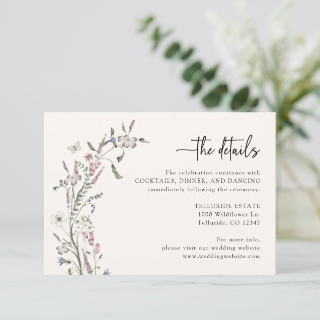 Informações Cartão de Gabinete de Detalhes de Casamento de Pas (Em pé/Frente)