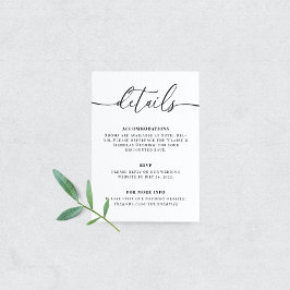 Informações Cartão de Gabinete de Detalhes de Casamento Elegan