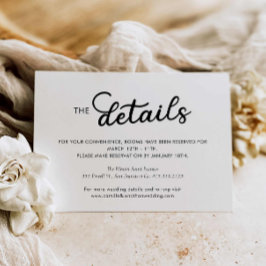 Informações Cartão de Gabinete de Detalhes de Casamento Mínimo