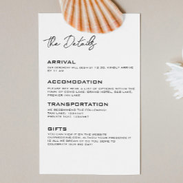 Informações Cartão de Gabinete de Detalhes de Casamento Mínimo