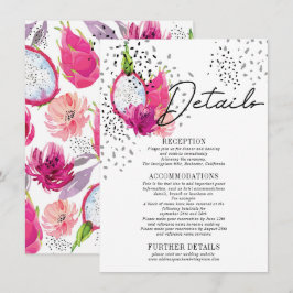 Informações Cartão de Gabinete de Detalhes de Casamento Pitaya
