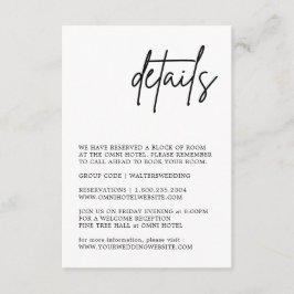 Informações Cartão de Gabinete de Detalhes de Casamento Preto 