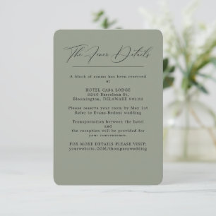 Informações Cartão de Gabinete de Detalhes de Casamento Verde 
