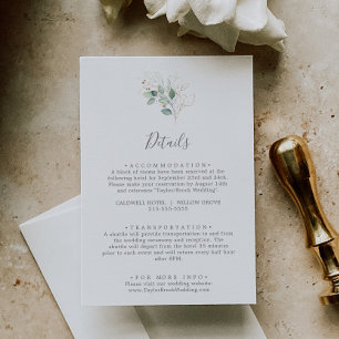 Informações Cartão de Gabinete de Detalhes do Casamento Airy G