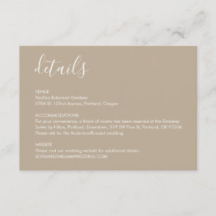 Informações Cartão de Gabinete de Detalhes do Casamento Boho