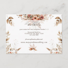 Informações Cartão de Gabinete de Detalhes do Casamento de Out
