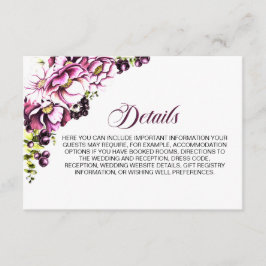 Informações Cartão de Gabinete de Detalhes do Casamento Floral