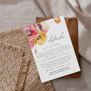Informações Cartão de Gabinete de Detalhes do Casamento Floral